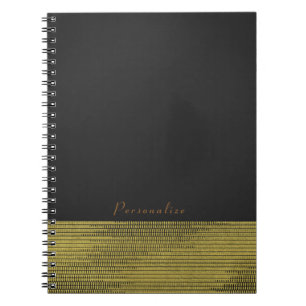 Caderno Espiral Dourado Fosco Glam Moderno Lantejoulas Chic Elegan