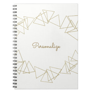 Caderno Espiral Dourado Glamor Glamor Moderno Triângulo Geométrico