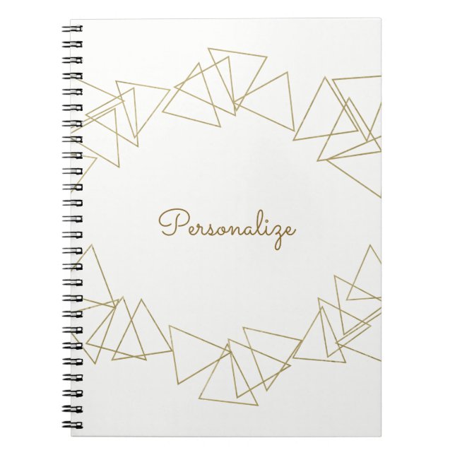 Caderno Espiral Dourado Glamor Glamor Moderno Triângulo Geométrico (Frente)