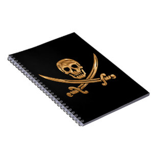 Caderno Espiral Dourado Jolly Roger