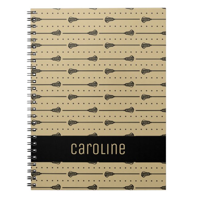 Caderno Espiral Dourado Lacrosse Black Sticks e Linhas Pontas (Frente)