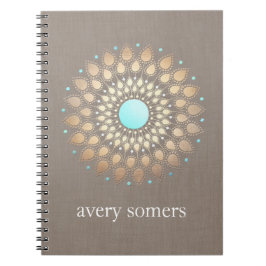 Caderno Espiral Dourado Lotus Mandala Bem-Estar Natural