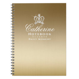 Caderno Espiral Dourado Metálico Coroa