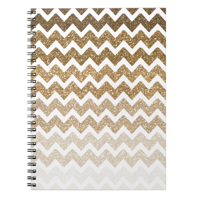 Caderno Espiral Dourado Mole Glitter Chevron Ombre (Frente)