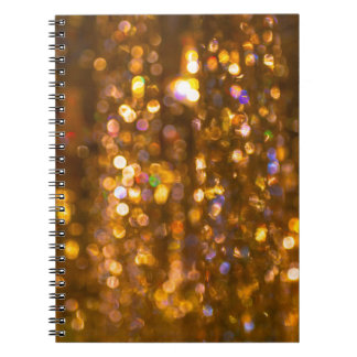 Caderno Espiral Dourado Natal: Fundo Abstrato de desfocado
