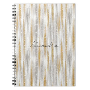 Caderno Espiral Dourado Prata Chic Glam Glitzy Listras