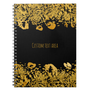 Caderno Espiral Dourado & Preto Exótico Jungle Glam Elegante Guepa