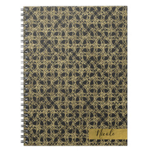 Caderno Espiral Dourado Riscado Glamour Moderno Personalizado
