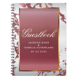 Caderno Espiral Dourado, Rosa Dourado Marble e White Satin - Guest
