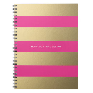 Caderno Espiral Dourado Striped   Notebook