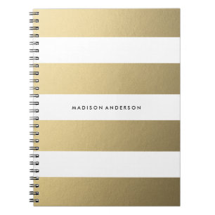 Caderno Espiral Dourado Striped   Notebook
