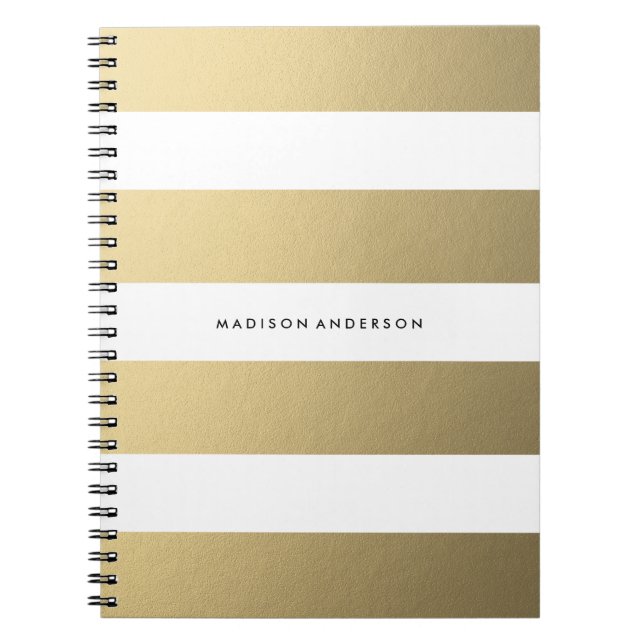 Caderno Espiral Dourado Striped | Notebook (Frente)