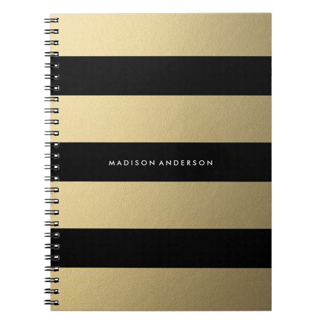Caderno Espiral Dourado Striped | Notebook (Frente)