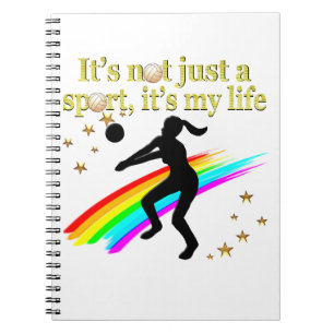 CADERNO ESPIRAL DOURADO VOLLEYBALL É O MEU DESIGN DE VIDA