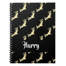 Caderno Espiral Dourados morcegos em preto