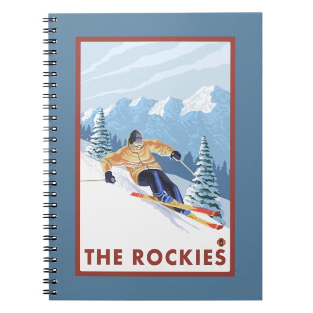 Caderno Espiral Downhill Snow Skier - As Rochosas (Frente)