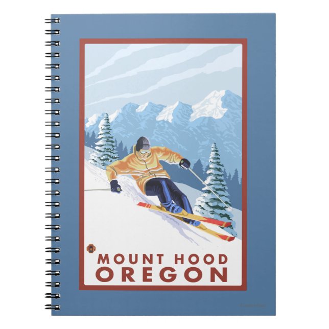 Caderno Espiral Downhill Snow Skier - Monte Hood, Oregon (Frente)