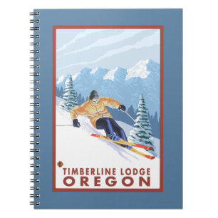 Caderno Espiral Downhill Snow Skier - Timberline Lodge, Oregon