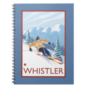 Caderno Espiral Downhill Snow Skier - Whistler, BC Canada