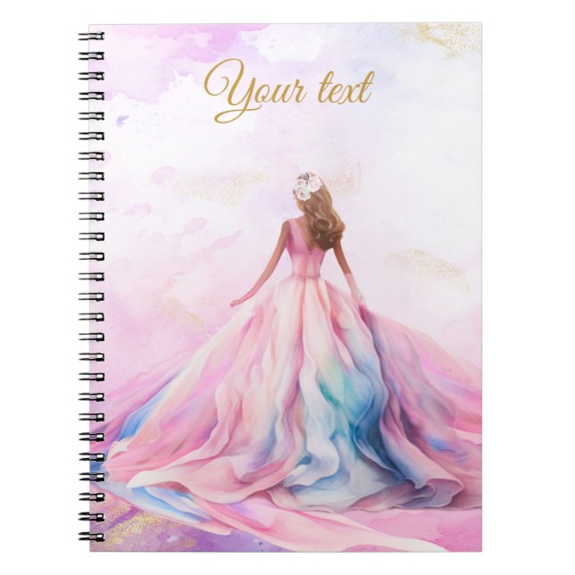 Caderno Espiral Doze Anos Rosa e Dourado (Frente)