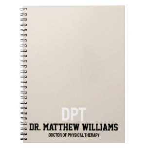 Caderno Espiral DPT Personalizado Doutorado em Presente de Terapia