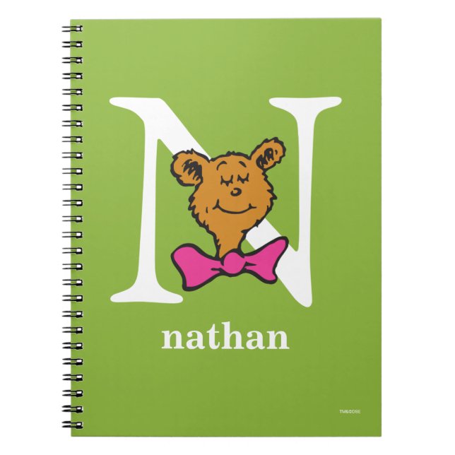Caderno Espiral Dr. Seuss ABC: Carta N - Branco | Adicione seu nom (Frente)
