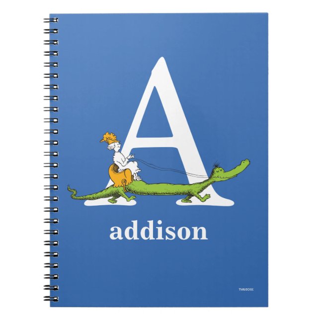 Caderno Espiral Dr. Seuss ABC: Letra A - Branco | Adicione seu nom (Frente)