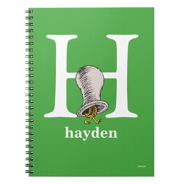 Caderno Espiral Dr. Seuss ABC: Letra H - Branco | Adicione seu nom (Frente)