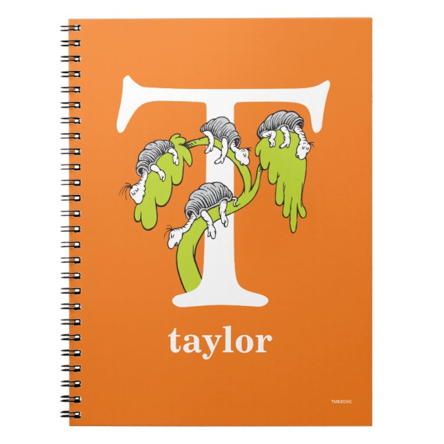 Caderno Espiral Dr. Seuss ABC: Letra T - Branco | Adicione seu nom (Frente)