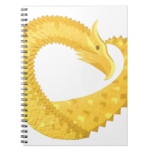 Caderno Espiral Dragão amarelo no branco