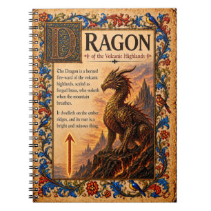 Caderno Espiral Dragão, Arte do Bestiário Medieval