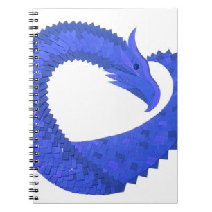 Caderno Espiral Dragão azul no branco