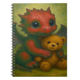 Caderno Espiral Dragão-Bebê Vermelho-Cachorro-Cachorro com Urso-Te