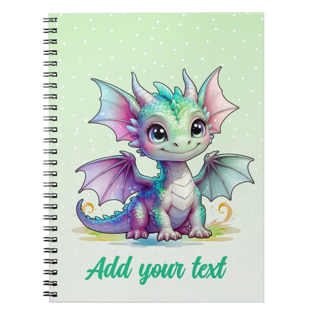 Caderno Espiral Dragão Brilho Florestal – Diário Personalizado Pas (Frente)