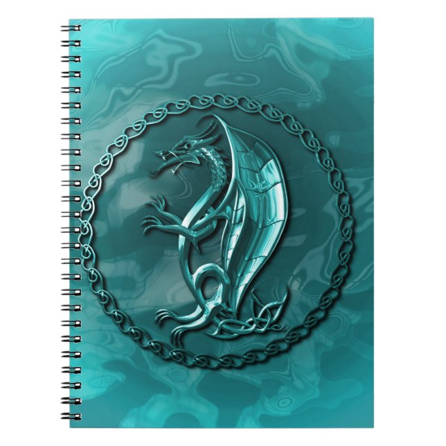 Caderno Espiral Dragão celta azul (Frente)