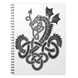 Caderno Espiral Dragão Celta - Prata
