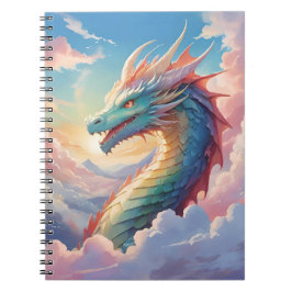 Caderno Espiral Dragão colorido no céu