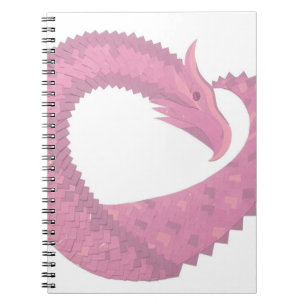 Caderno Espiral Dragão cor-de-rosa em branco