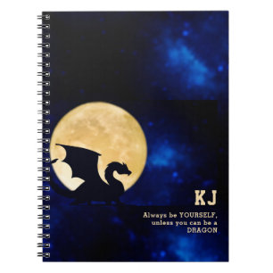 Caderno Espiral Dragão da Meia-Noite Inicialais Minimalistas de Vo