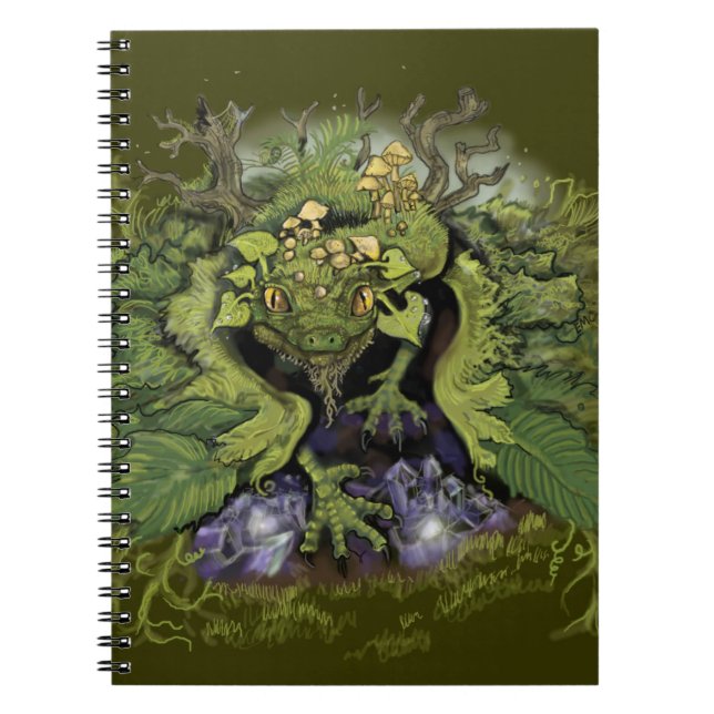 Caderno Espiral Dragão de Folhagem da Floresta~notebook (Frente)