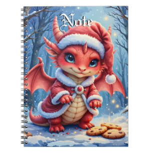 Caderno Espiral Dragão de Natal, muito fofo para prender,