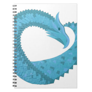 Caderno Espiral Dragão do coração em branco