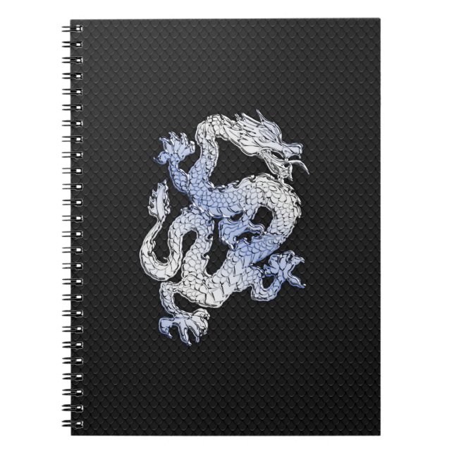 Caderno Espiral Dragão do estilo cromo na Impressão de pele Cobra  (Frente)