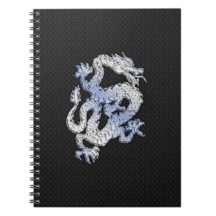 Caderno Espiral Dragão do estilo do cromo no impressão preto da