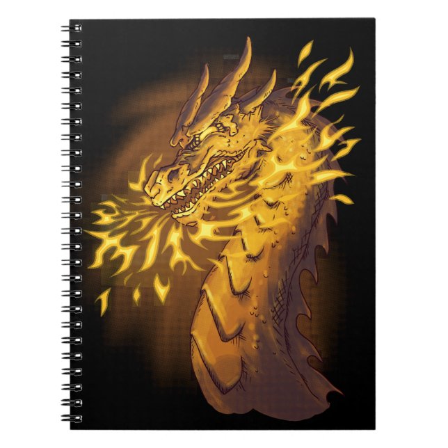 Caderno Espiral Dragão dourado do fogo (Frente)
