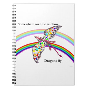 Caderno Espiral Dragão e arco-íris