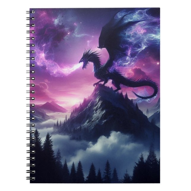 Caderno Espiral Dragão Etéreo Medieval Escuro (Frente)