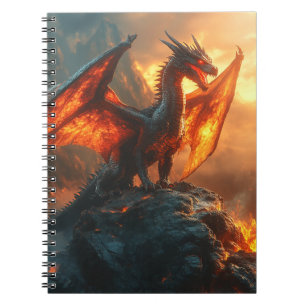 Caderno Espiral Dragão Irritado da Fiery Red Fiery