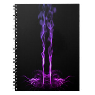 Caderno Espiral Dragão Negro e Roxo Fumaça