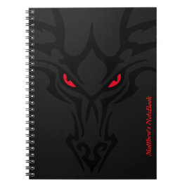 Caderno Espiral Dragão Negro Escuro Vermelho Assustador Nome dos O